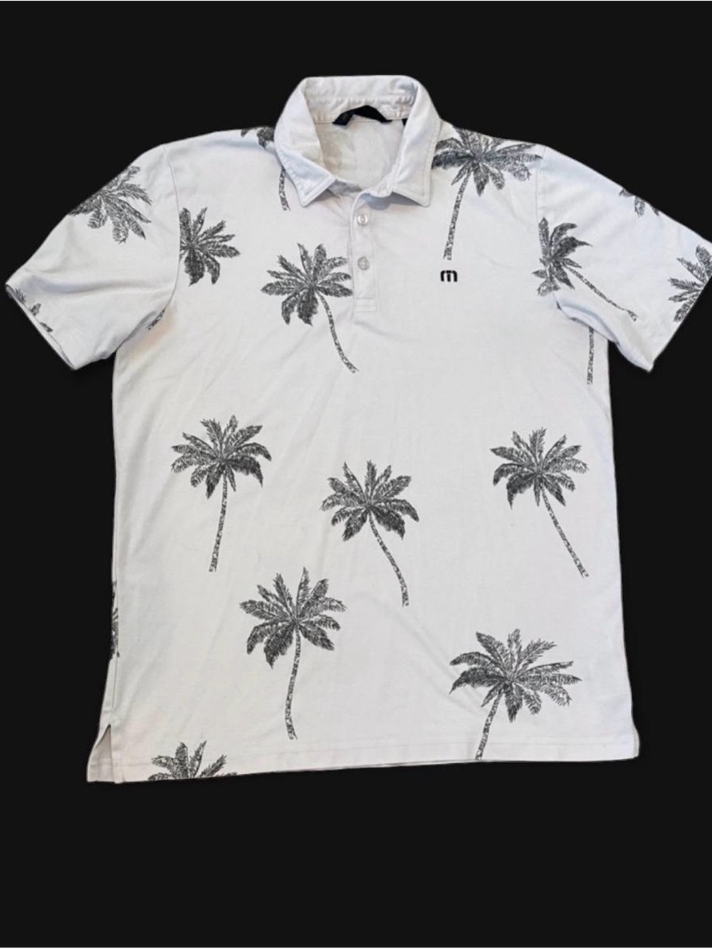 Travis Mathew Trek Tide Golf Polo Size Large White Black Gray Short Sleeve